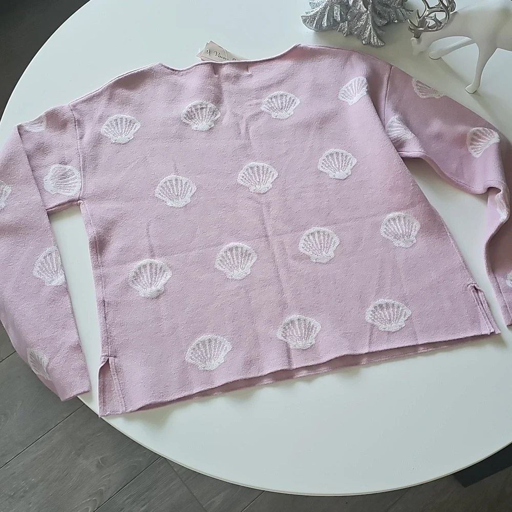 Philosophy Soft Pink Knit Long Sleeve Shell Print Top - Picture 5 of 5